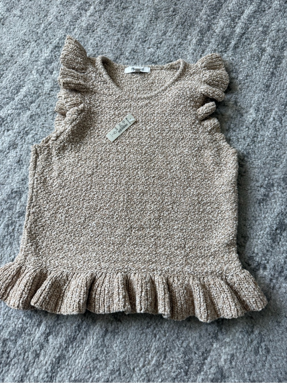 Madewell Nicollet Ruffle Sweater Tank in Marled Honey